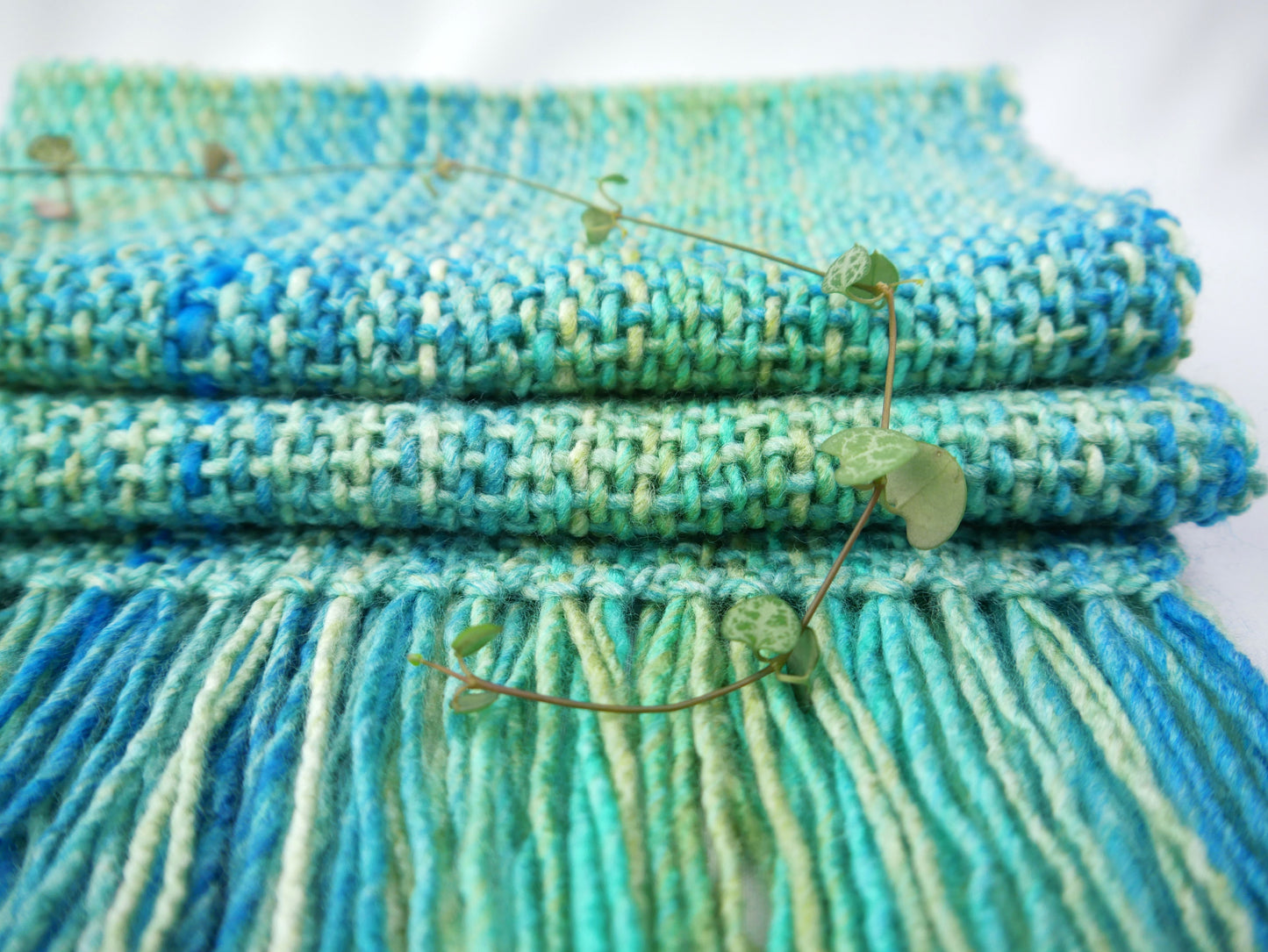 Large Handwoven Scarf - Hazy Lagoon