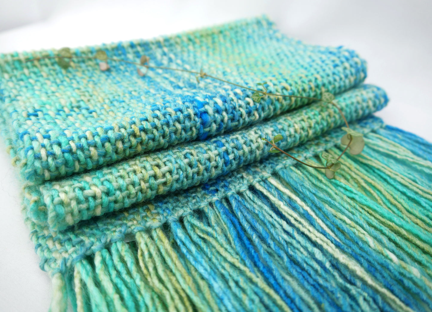 Large Handwoven Scarf - Hazy Lagoon