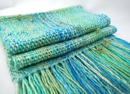 Large Handwoven Scarf - Hazy Lagoon