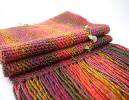 Large Handwoven Scarf - Autumnal Glow