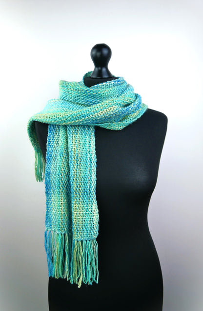 Large Handwoven Scarf - Hazy Lagoon