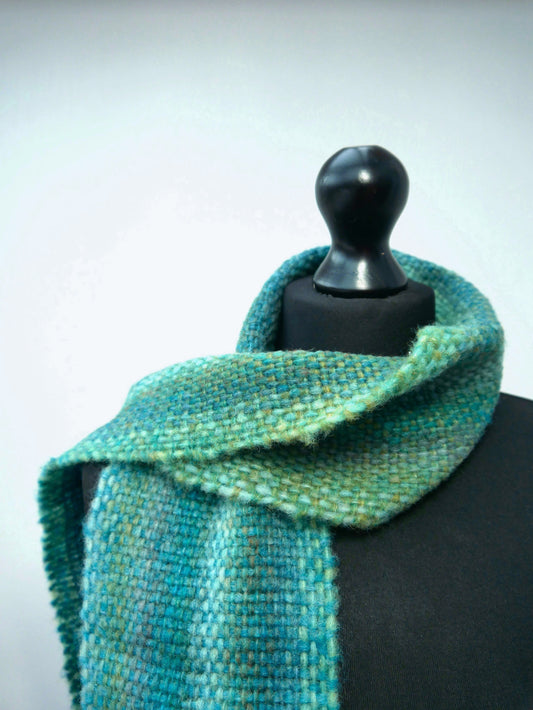 Small Handwoven Scarf - Forest Waters