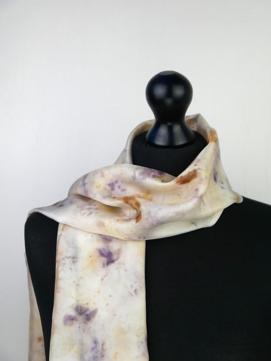 Eco-printed Silk Scarf - Shadows of Lavender