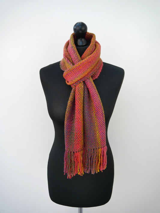 Large Handwoven Scarf - Autumnal Glow