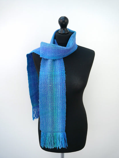 Small Handwoven Scarf - Aqua Moonlight