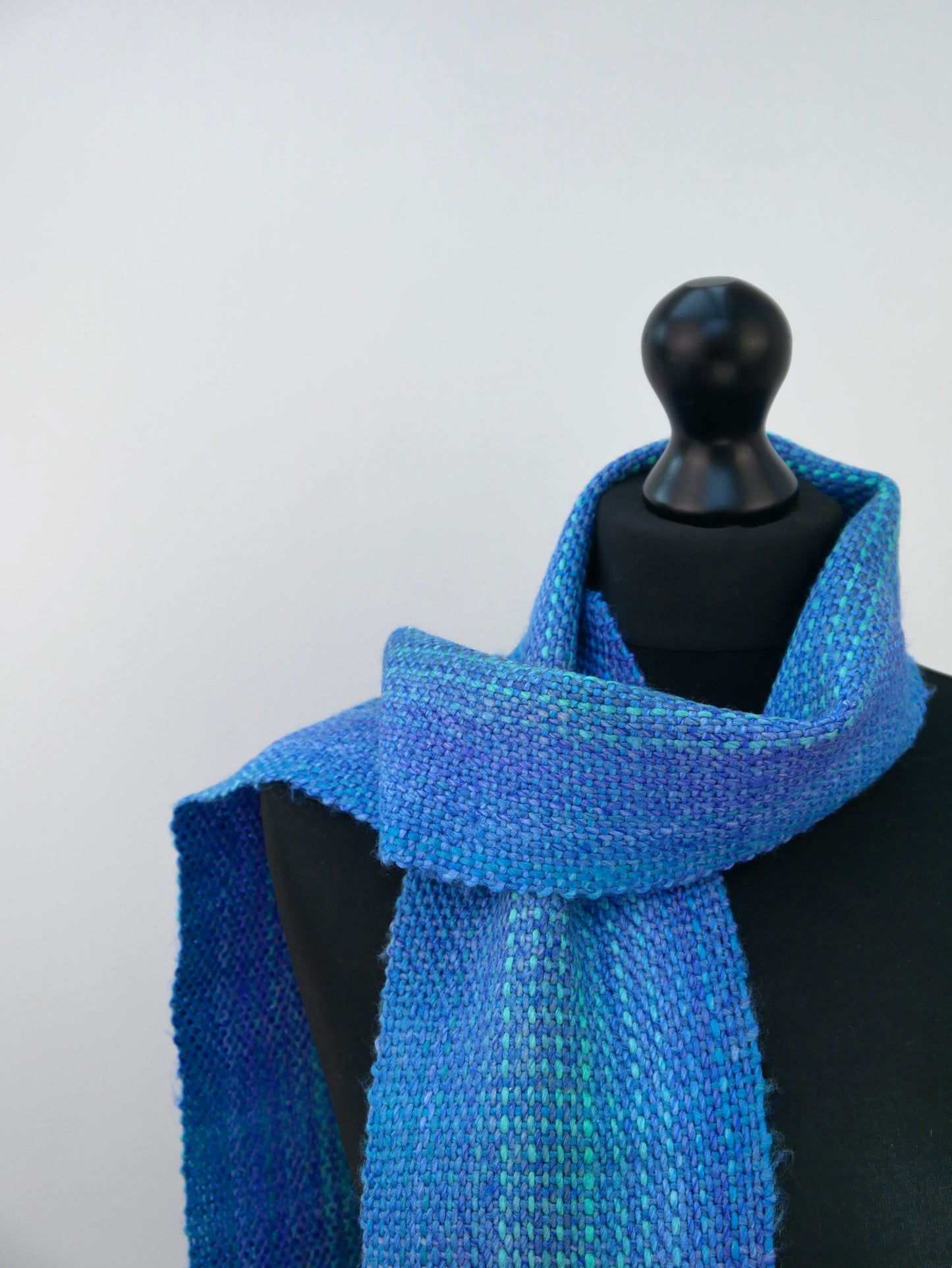 Small Handwoven Scarf - Aqua Moonlight