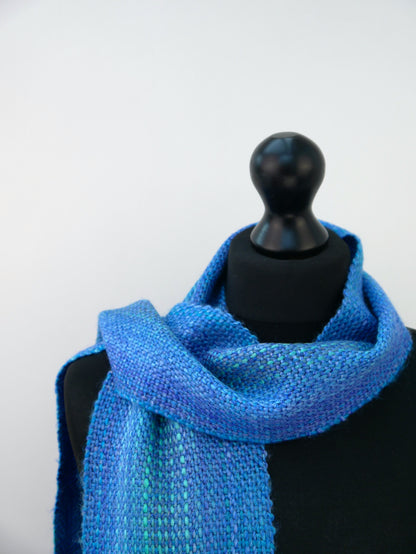 Small Handwoven Scarf - Aqua Moonlight